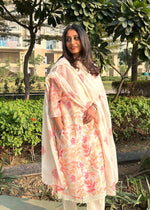 Load image into Gallery viewer, White Floral Cotton Linen Suit & Dupatta