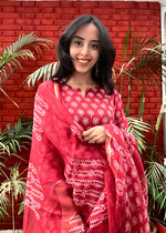 Load image into Gallery viewer, Red Cotton Suit & Kota Doria Dupatta