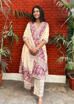 Load image into Gallery viewer, Mauve Cotton Block Print Suit Set