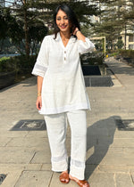 Load image into Gallery viewer, White Cotton Flex Coord w Wooden Buttons