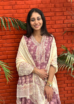 Load image into Gallery viewer, Mauve Cotton Block Print Suit Set