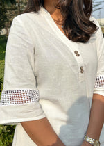 Load image into Gallery viewer, White Cotton Flex Coord w Wooden Buttons