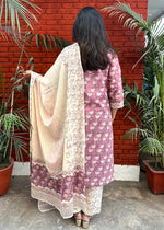 Load image into Gallery viewer, Mauve Cotton Block Print Suit Set