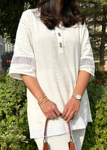 Load image into Gallery viewer, White Cotton Flex Coord w Wooden Buttons