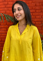 Load image into Gallery viewer, Yellow Cotton Tunic Coord with Embroidery