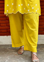 Load image into Gallery viewer, Yellow Cotton Tunic Coord with Embroidery