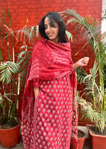 Load image into Gallery viewer, Red Cotton Suit & Kota Doria Dupatta