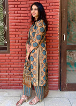 Load image into Gallery viewer, Brown Cotton Block Print Suit & Dupatta