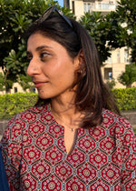 Load image into Gallery viewer, Maroon Blue Ajrak Suit Mirror Dupatta