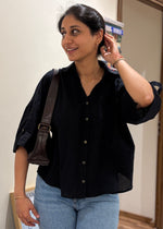 Load image into Gallery viewer, White & Blue Striped Boxy Cotton Shirt