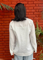 Load image into Gallery viewer, White Cotton Linen Shirt with Colourful Buttons