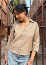 Load image into Gallery viewer, Light Brown Cotton Flex Shirt