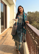 Load image into Gallery viewer, Teal Hand Block Printed Kurta Set