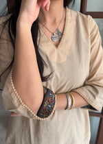 Load image into Gallery viewer, Beige- Black Cotton Kurta Set