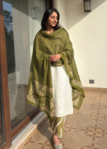 Load image into Gallery viewer, White Twill-Green Prints Set