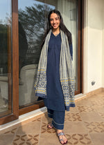Load image into Gallery viewer, Deep Blue Cotton Kurta Set