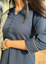 Load image into Gallery viewer, Deep Blue Cotton Kurta Set