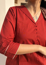 Load image into Gallery viewer, Rust Cotton Kurta Suit Set