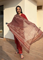 Load image into Gallery viewer, Rust Cotton Kurta Suit Set