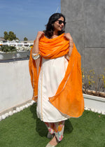 Load image into Gallery viewer, White Orange Cotton Kurta Set