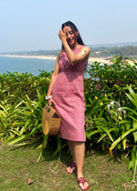 Load image into Gallery viewer, Red & White Gingham Cotton Midi Dress