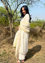 Load image into Gallery viewer, White Block Print Suit & Chanderi Dupatta