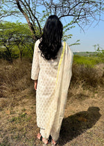 Load image into Gallery viewer, White Block Print Suit & Chanderi Dupatta