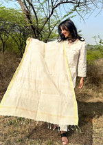 Load image into Gallery viewer, White Block Print Suit & Chanderi Dupatta
