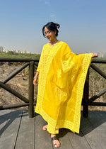 Load image into Gallery viewer, Yellow Cotton Applique Suit & Dupatta