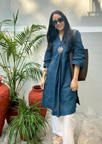 Load image into Gallery viewer, Deep Teal Cotton Flex With White Pants