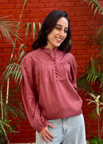Load image into Gallery viewer, Rust Pink Full Sleeves Rayon Top