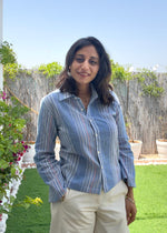 Load image into Gallery viewer, Blue Striped Fitted Cotton Shirt