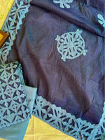 Load image into Gallery viewer, Navy Blue Cotton Applique Suit & Dupatta