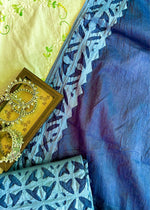 Load image into Gallery viewer, Navy Blue Cotton Applique Suit & Dupatta