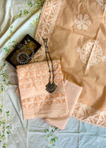Load image into Gallery viewer, Peach Cotton Applique Suit & Dupatta