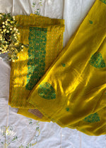 Load image into Gallery viewer, Mustard Malai Cotton Embroidery Suit & Dupatta
