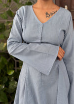 Load image into Gallery viewer, Blue White Pinstripe Mini Dress