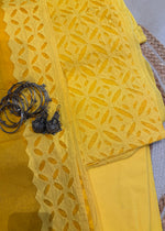 Load image into Gallery viewer, Yellow Cotton Applique Suit & Dupatta