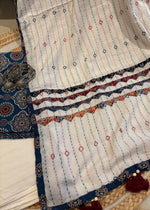 Load image into Gallery viewer, Blue Ajrak Cotton Suit & Applique Dupatta