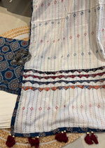 Load image into Gallery viewer, Blue Ajrak Cotton Suit & Applique Dupatta
