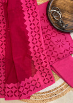 Load image into Gallery viewer, Hot Pink Cotton Applique Suit & Dupatta