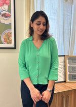 Load image into Gallery viewer, Grass Green Rayon Dobby Button Shirt