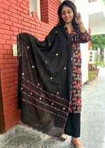 Load image into Gallery viewer, Maroon Blue Ajrak Suit Mirror Dupatta