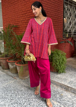 Load image into Gallery viewer, Magenta A-Line Top with Farshi Salwar