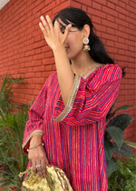 Load image into Gallery viewer, Magenta A-Line Top with Farshi Salwar