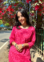 Load image into Gallery viewer, Pink Cotton Applique Suit & Dupatta