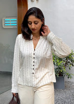 Load image into Gallery viewer, White Rayon Top with Mutton Sleeves