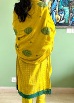 Load image into Gallery viewer, Mustard Malai Cotton Embroidered Suit Set