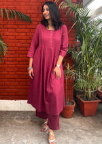Load image into Gallery viewer, Maroon Cotton-Rayon Dobby Coord