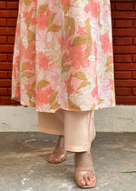 Load image into Gallery viewer, Peach Floral Rayon Moss Coord Set